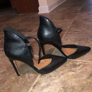 Black Leather Skin Heels
